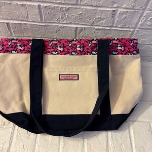 Vineyard Vines Women's Canvas Tote Bag - Navy and Pink